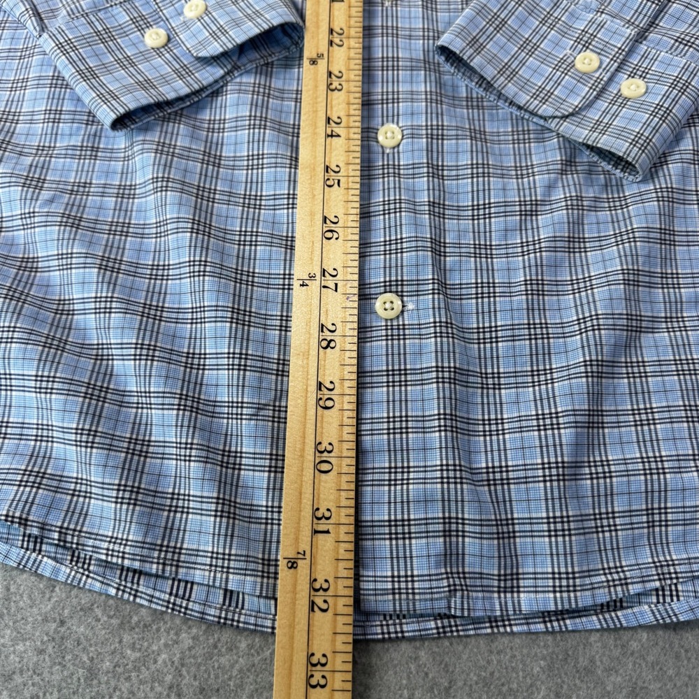 Peter Millar Button Down Shirt Men XXL Blue Grey Plaid Long Sleeve Good RN100308 - Picture 6 of 7